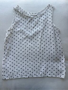 Vintage Anntaylor White and Black Polka Dot Sleeveless Blouse